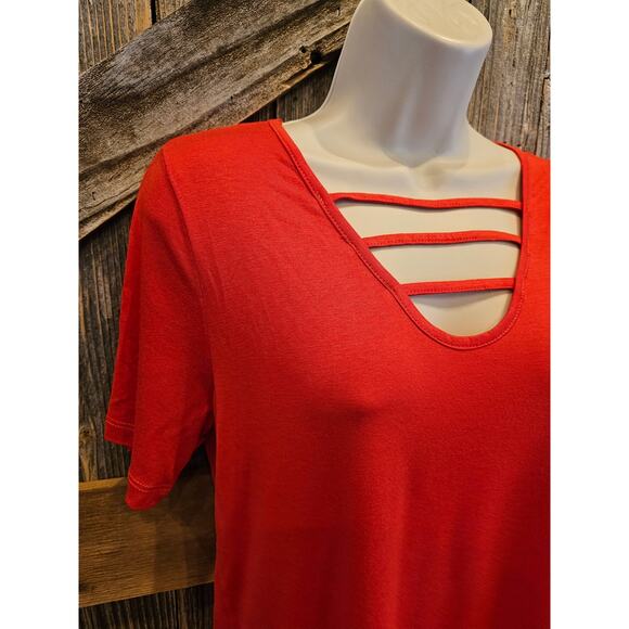 NWT Grace and Emma botique orange size small blouse soft stretch - Picture 2 of 6